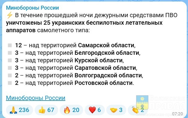 В небе над Волгоградской областью сбито 2 беспилотника