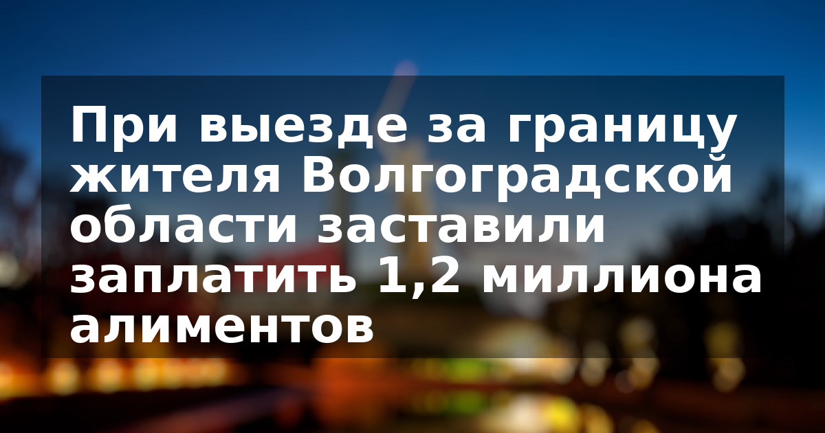При выезде за границу жителя Волгоградской области заставили заплатить 1,2 миллиона алиментов