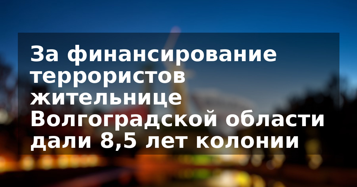 За финансирование террористов жительнице Волгоградской области дали 8,5 лет колонии