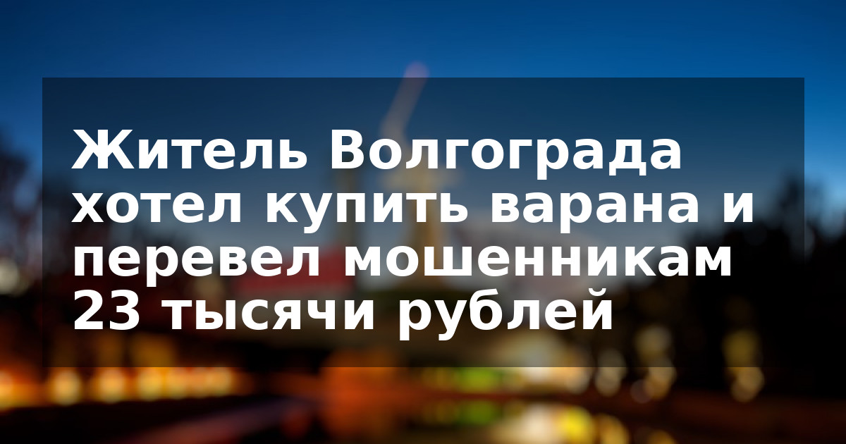 Житель Волгограда хотел купить варана и перевел мошенникам 23 тысячи рублей