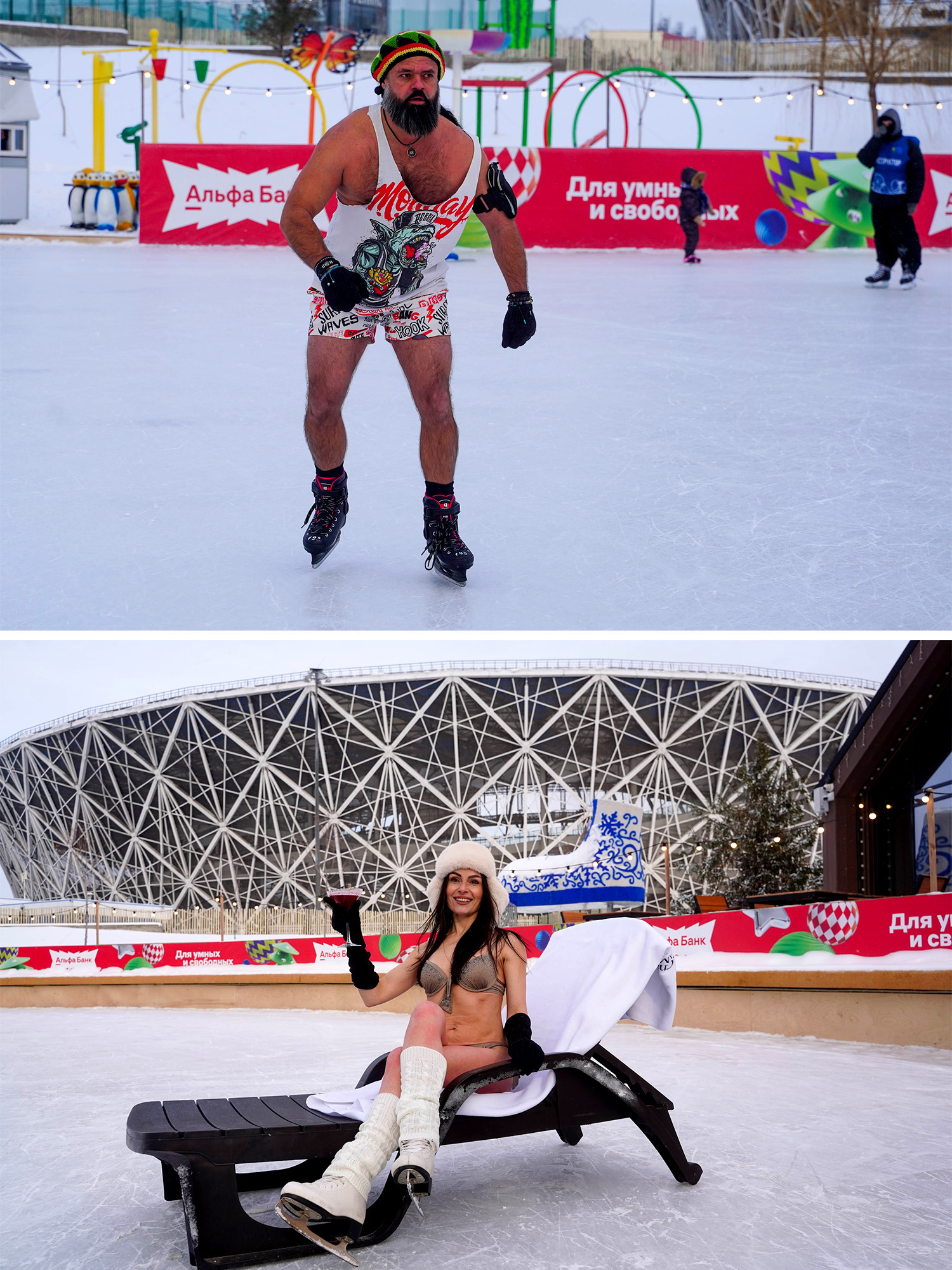 «Такого вы точно не видели!»: в Волгограде моржи устроили эффектное появление на катке в летних нарядах в 17-градусный мороз! 🥶👙⛸️