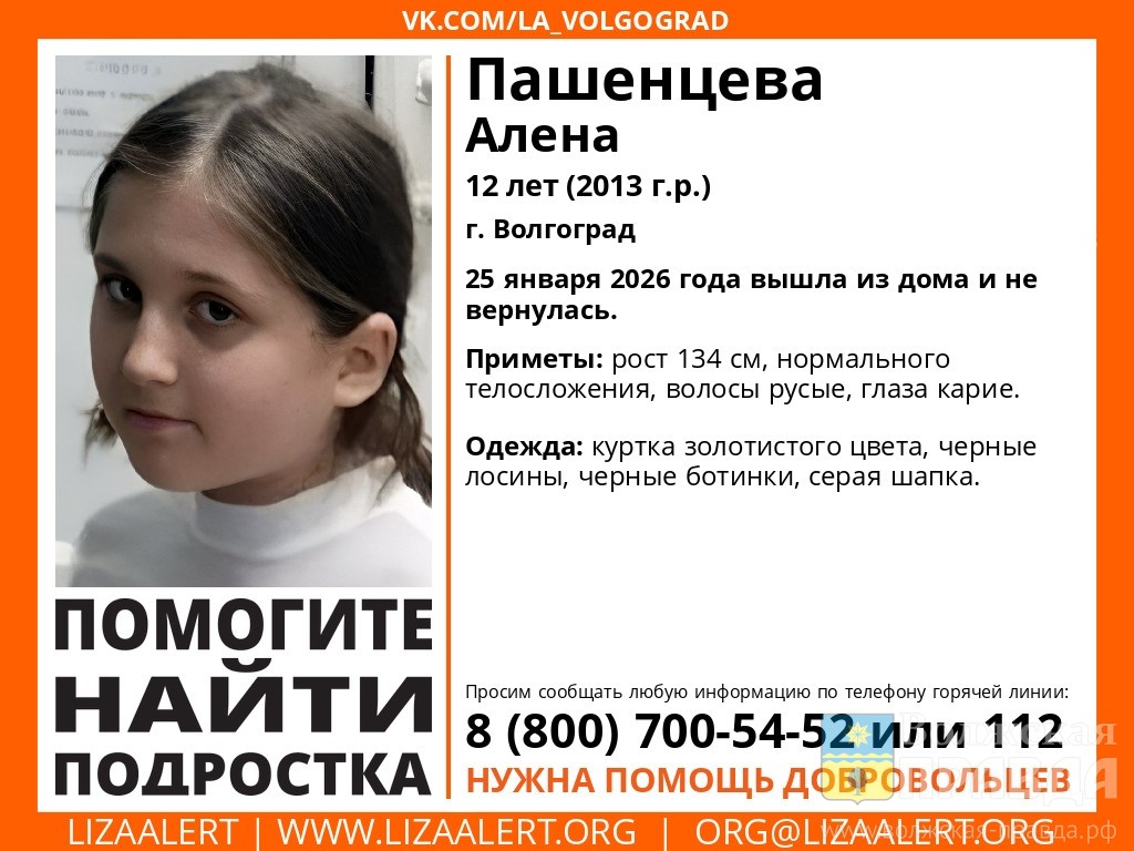 Вышла вынести мусор и не вернулась: в Волгограде нашли 12-летнюю Алёну Пашенцеву
