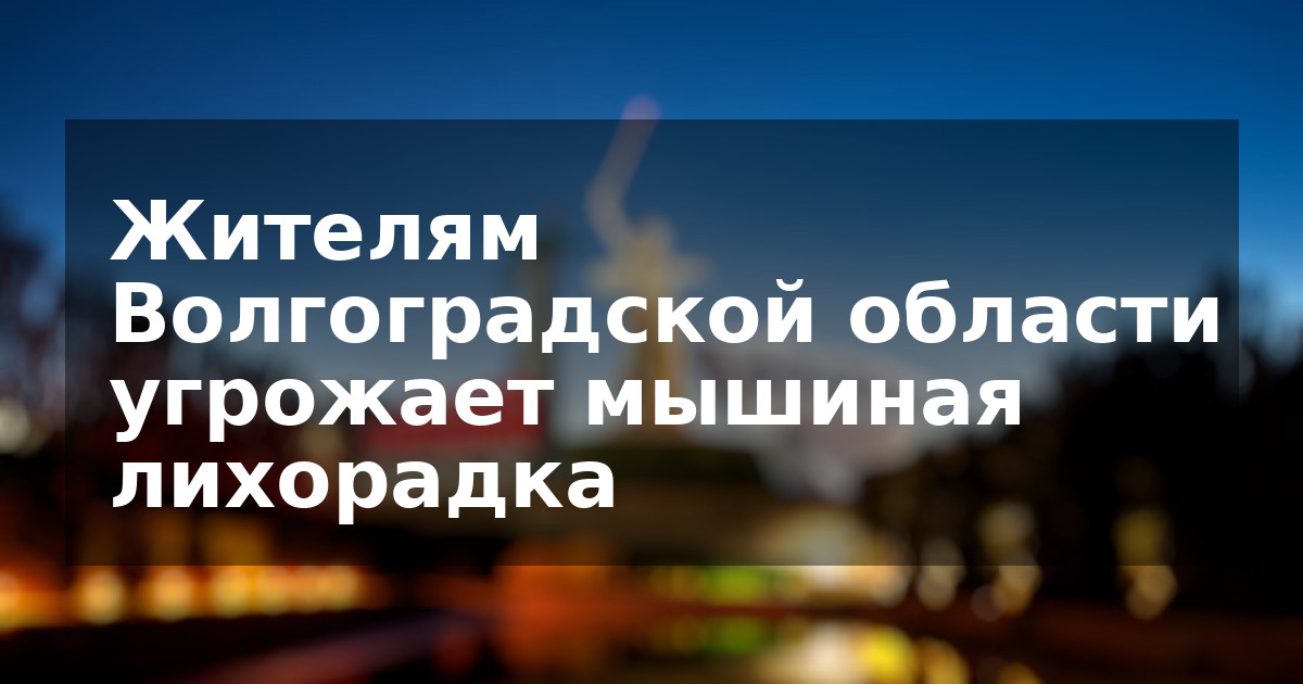 Жителям Волгоградской области угрожает мышиная лихорадка