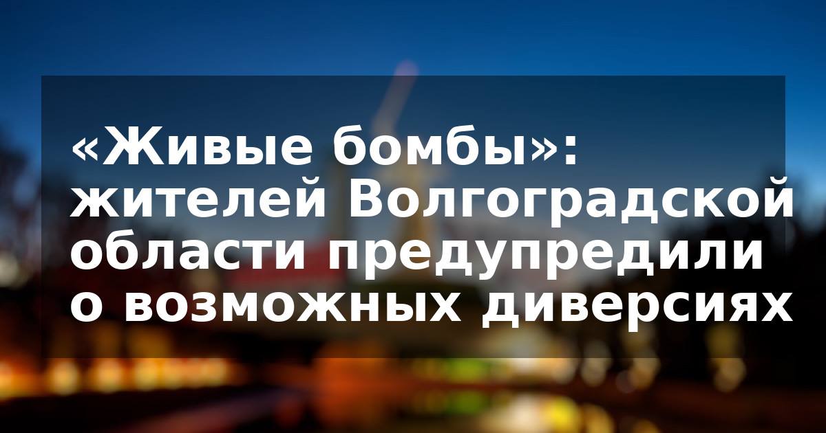 «Живые бомбы»: жителей Волгоградской области предупредили о возможных диверсиях