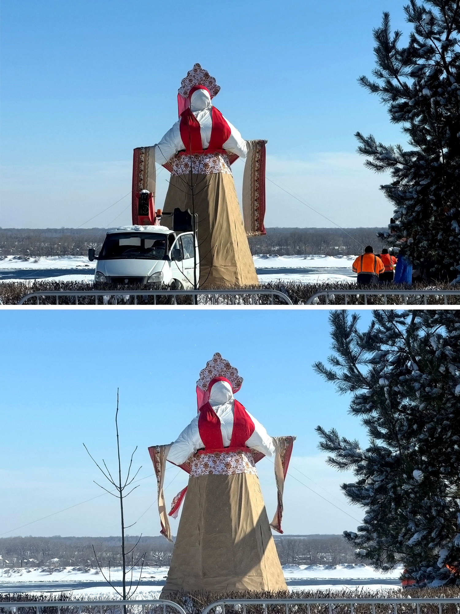 «Всё готово!»: в Волгограде установили главный символ проводов зимы — 10-метровое чучело Масленицы! 👏🤩