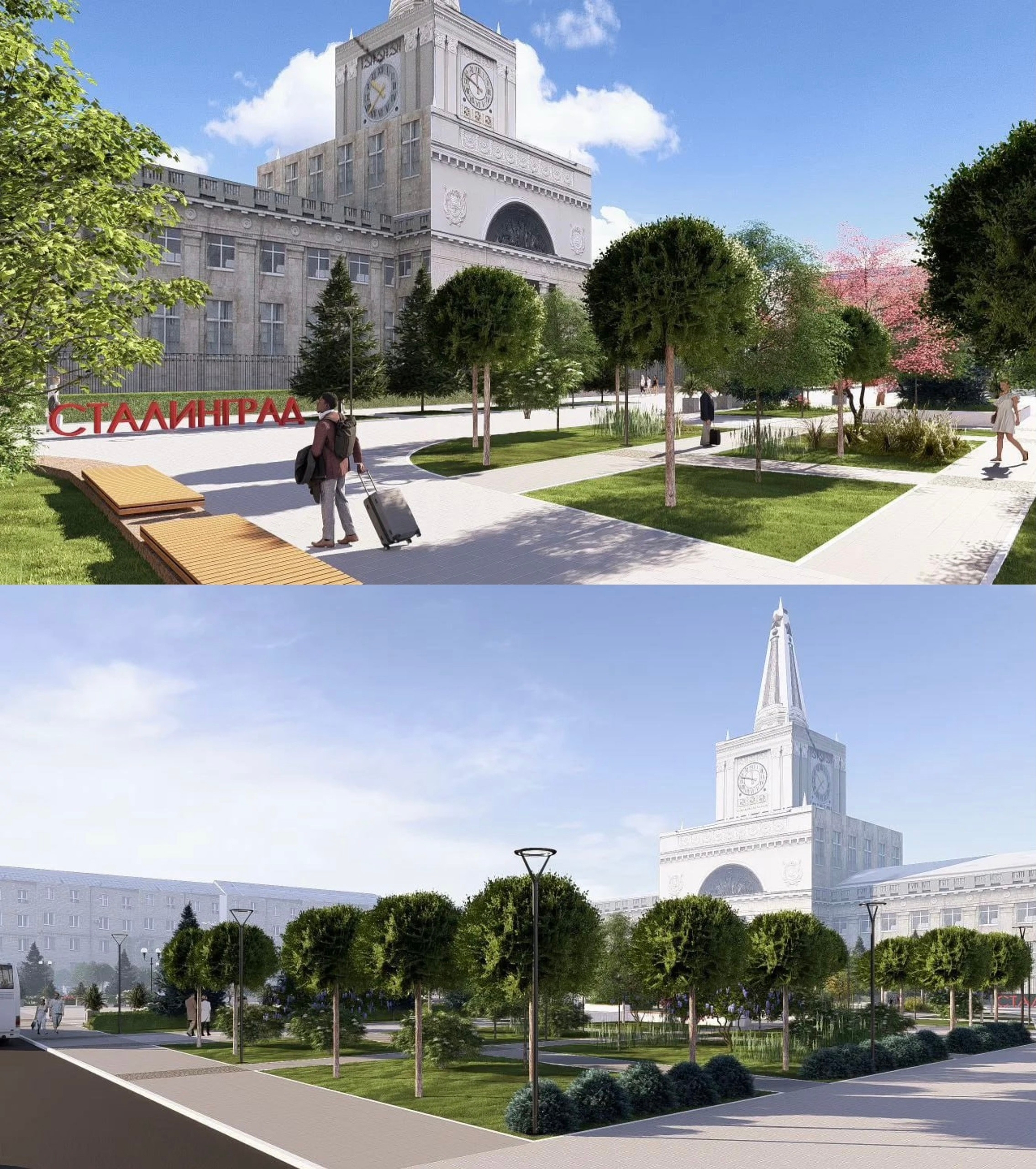 Волгоградцам показали концепт обновления Привокзальной площади. Согласно проекту, пространство должно превратиться в зону отдыха с прогулочн…