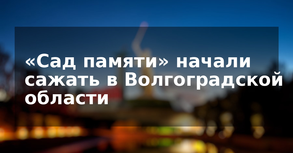 «Сад памяти» начали сажать в Волгоградской области
