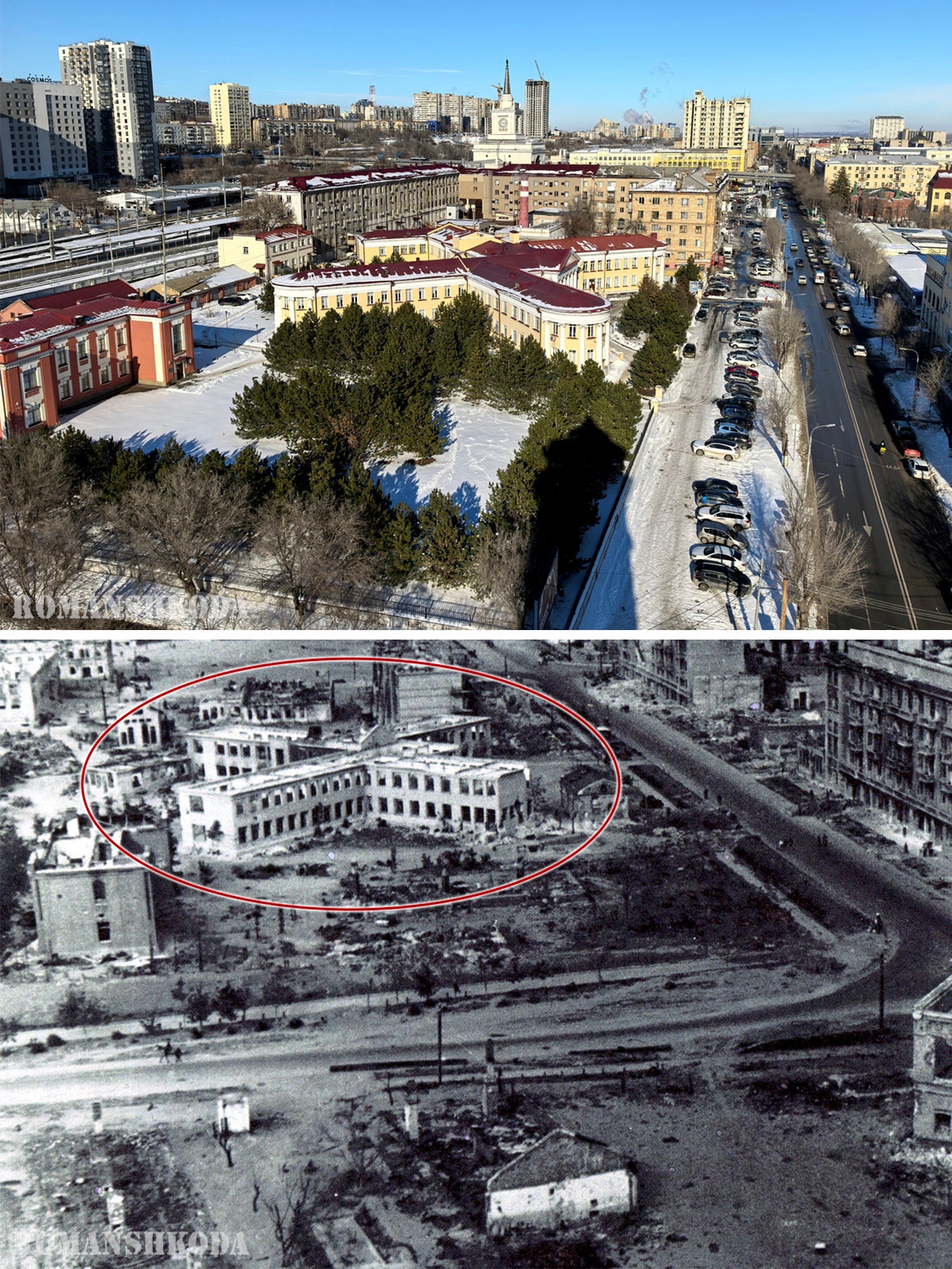 ⭐️ Мы периодически публикуем посты Романа Шкоды о разных «зданиях-гибридах» архитектурных стилей, которые возникли в Сталинграде/Волгограде …