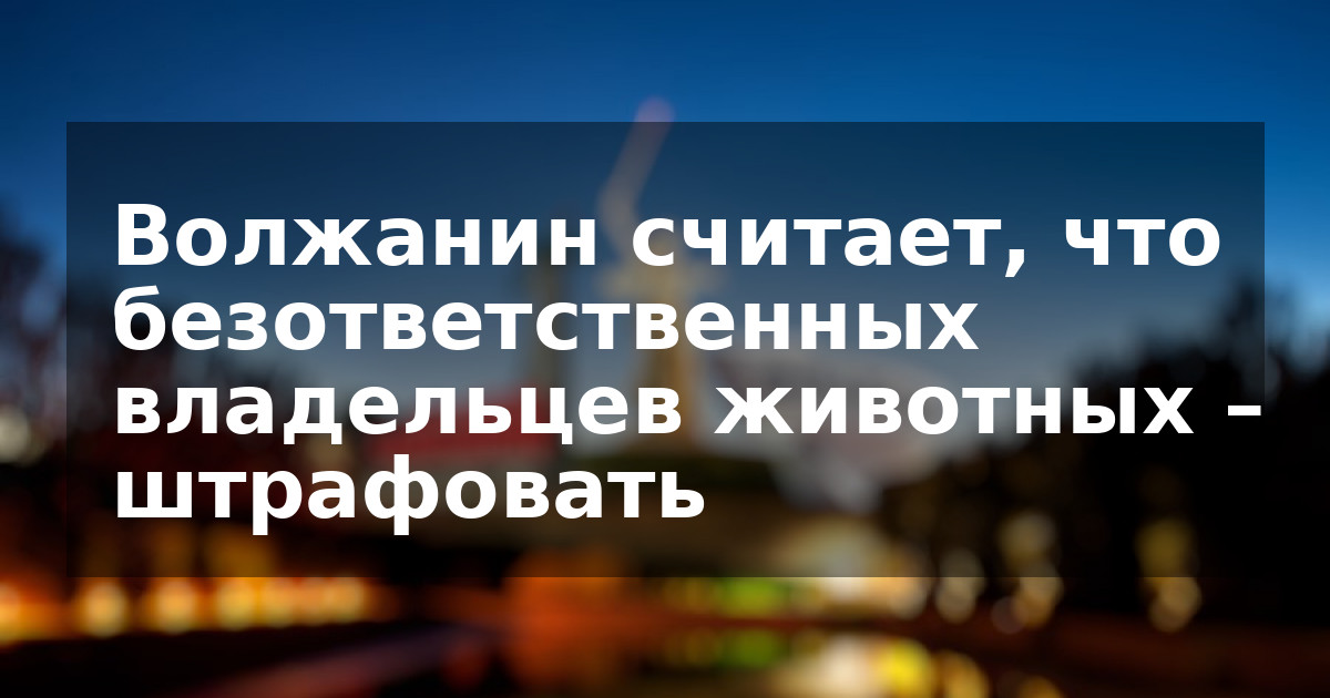 Волжанин считает, что безответственных владельцев животных – штрафовать