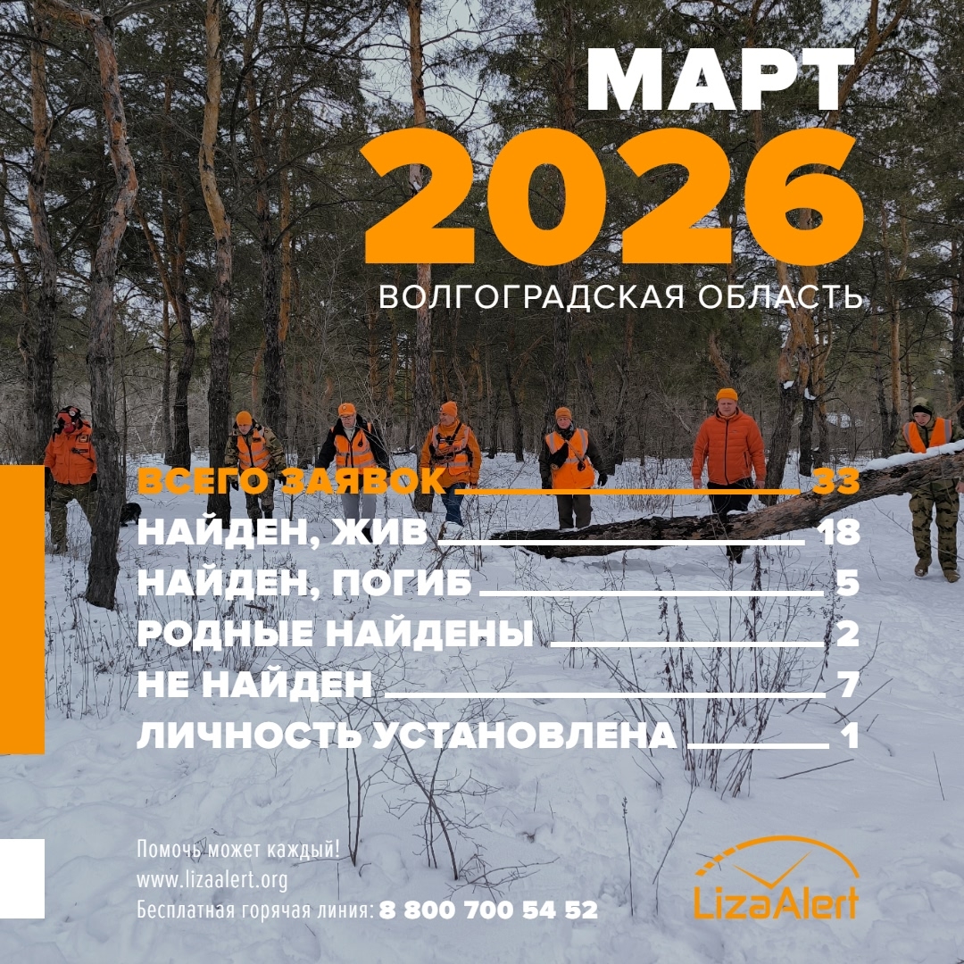 В Волгоградской области «ЛизаАлерт» ищет 7 пропавших в марте человек