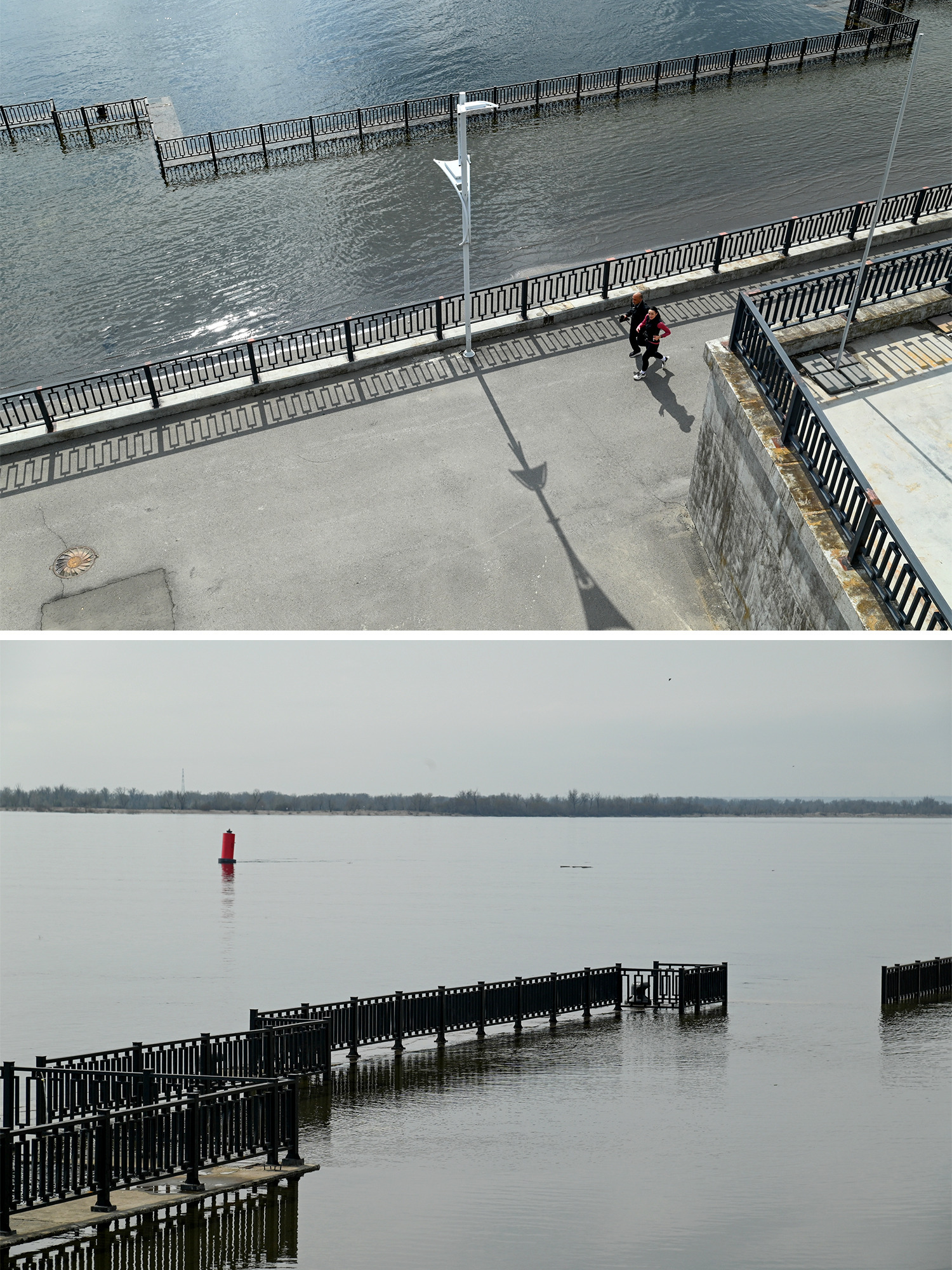 Большая вода всё ближе и ближе! 🌊 Вода в Волге прибывает, и вот к сегодняшнему дню уже затопила ступени Центральной набережной! 👏😍