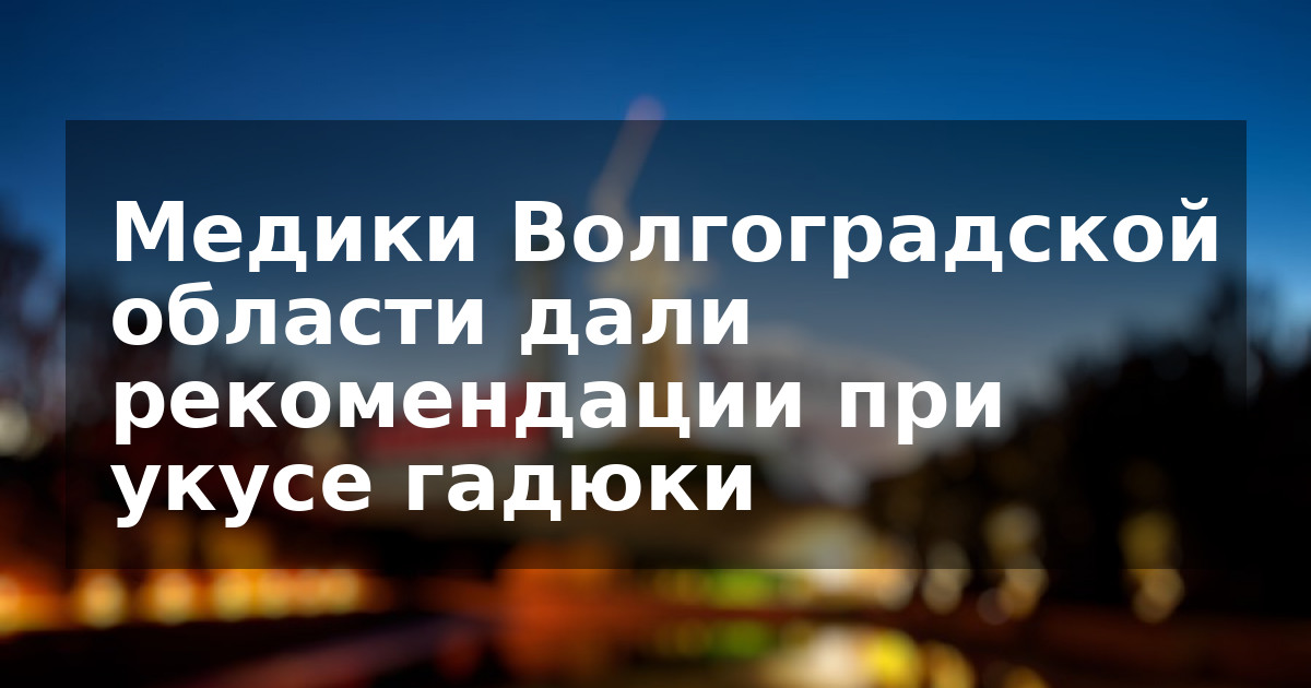 Медики Волгоградской области дали рекомендации при укусе гадюки