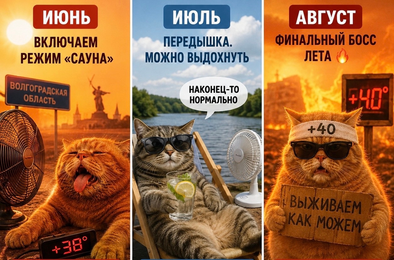 ☀️ Лето 2026 в Волгоградской области обещает быть ещё жарче, чем в прошлом году. Особенно «поджарят» июнь и август. А вот июль, похоже, стан…