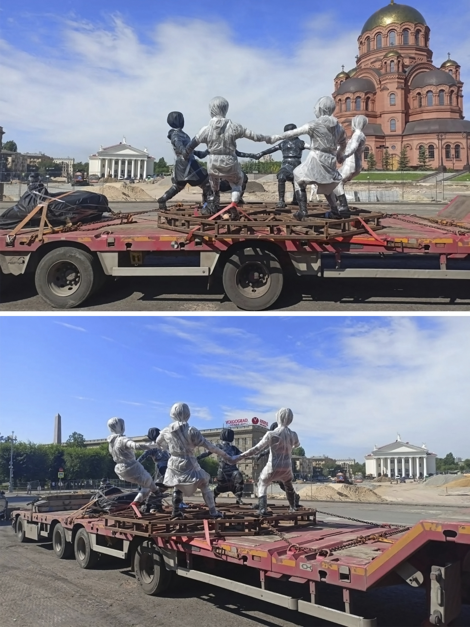 Скульптура для обновленного фонтана «Детский хоровод» внезапно оказалась на площади Павших борцов! 👏🤩