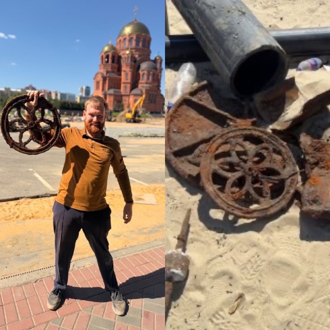 🏛 Сергей Островский предполагает, что на площади Павших Борцов нашли кованое колесо дореволюционных времён