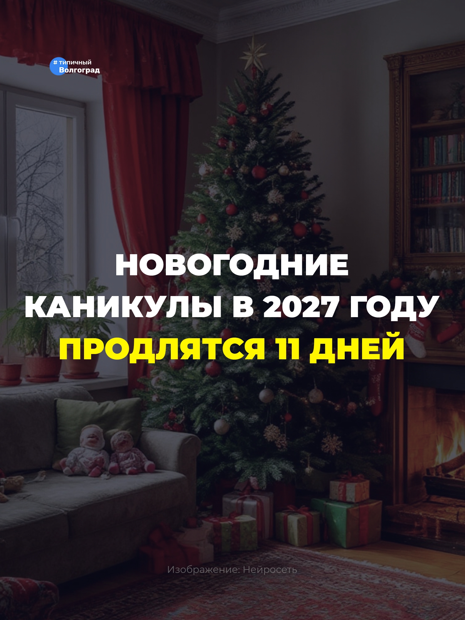 Новогодние каникулы в 2027 году продлятся у волгограцев 11 дней! 👏🏻🤩