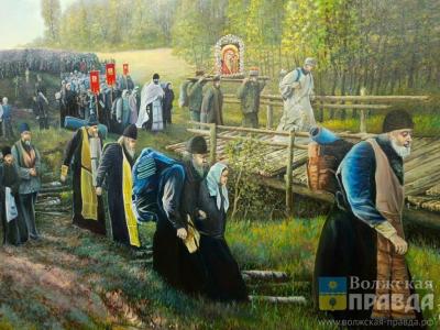 Живопись с секретом: в Волжском представили картину с местными священниками