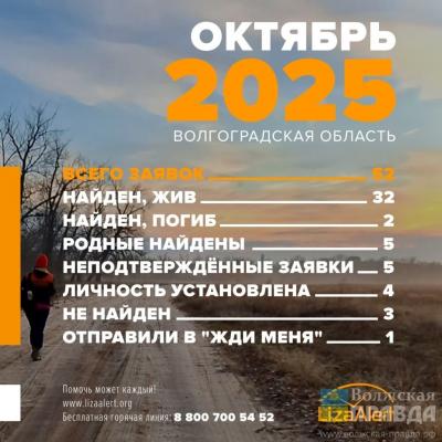 32 живых и 2 погибших: в октябре в Волгоградской области пропало 52 человека